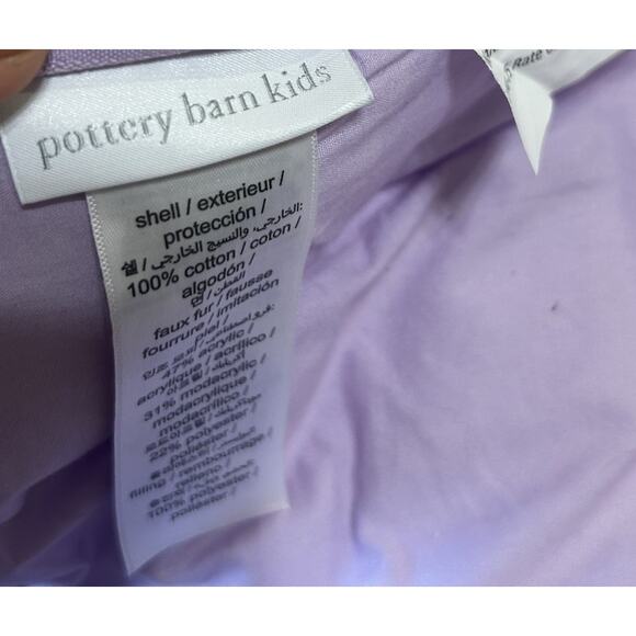 Pottery Barn Kids Shaggy Unicorn SLEEPING BAG Purple Gingham Checkered Sleepover - Picture 9 of 11